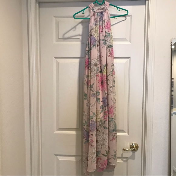 Hu0026M | Dresses | Hm Pink Chiffon Halter Floral Midi Dress Size 2 | Poshmark